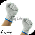 SRsafety 7G polycotton punteó guantes de trabajo / guantes de trabajo de algodón de seguridad amarillo / guantes de trabajo de jardín de algodón